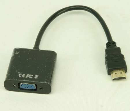 HDMI - VGA Adapter
Allows a computer with HDMI out to connect to a VGA Monitor / Projector.
Does not convert in reverse (i.e. does not allow a VGA computer to connect to a HDMI monitor)
SKU: HDMIVGAG
